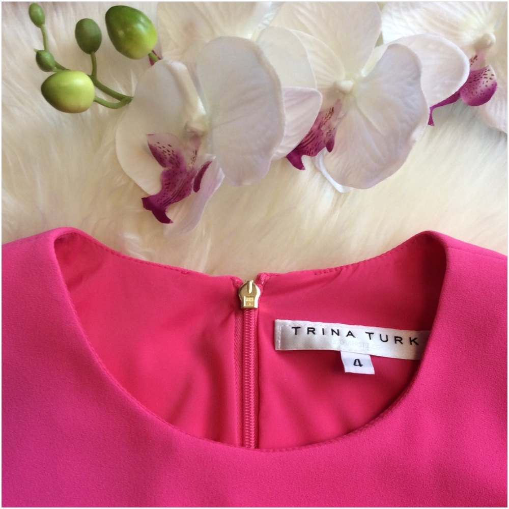 Bright Pink Shift Ruffled Shift Dress Size 4 - Picture 8 of 8
